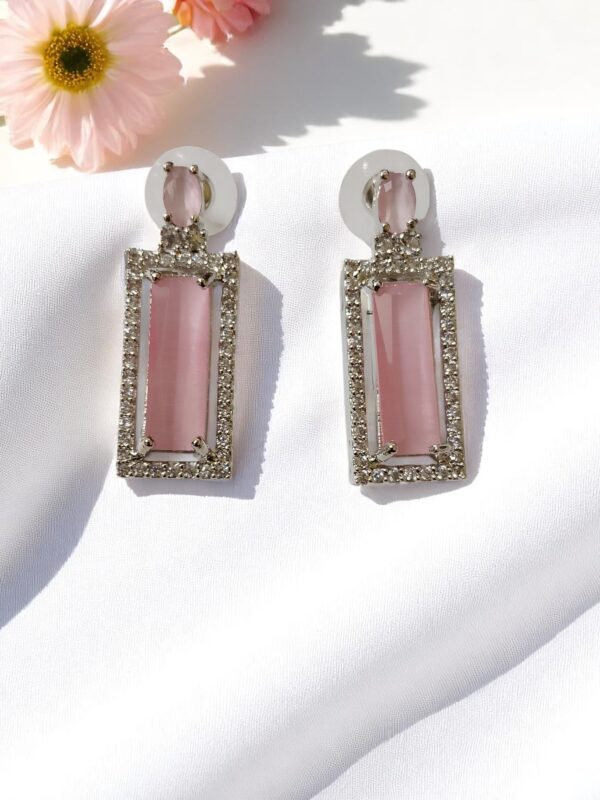 Pink Ad Stone Premium Quality Earring Pair - Image 3