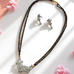Elegant Peacock Design AD Stone Mangalsutra Set