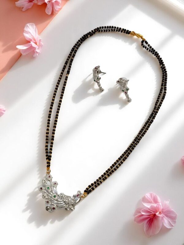 Elegant Peacock Design AD Stone Mangalsutra Set