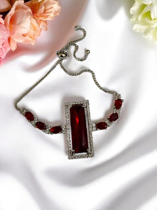 Elegant Maroon AD Stone Adjustable Bracelet