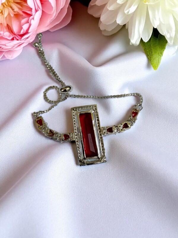 Elegant Maroon AD Stone Adjustable Bracelet - Image 3