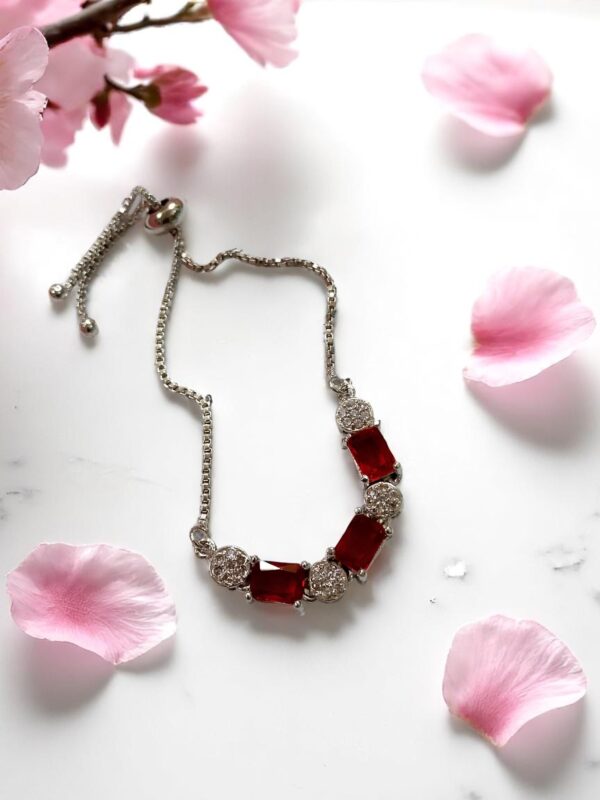 Stylish Maroon Stone Adjustable Bracelet - Image 2