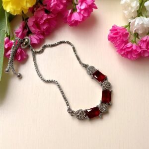 Stylish Maroon Stone Adjustable Bracelet
