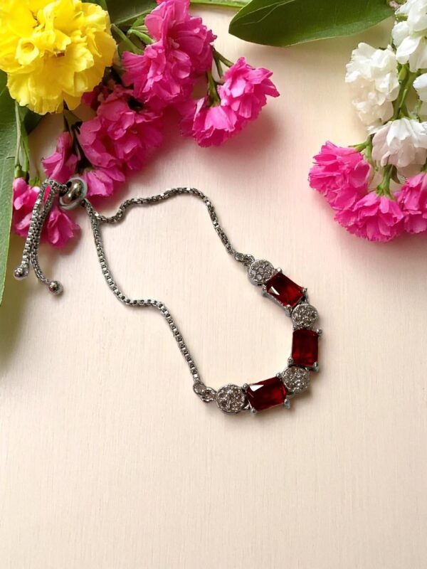 Stylish Maroon Stone Adjustable Bracelet