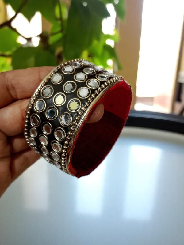Handcrafted Mirror Work Statement Bangle - Image 2