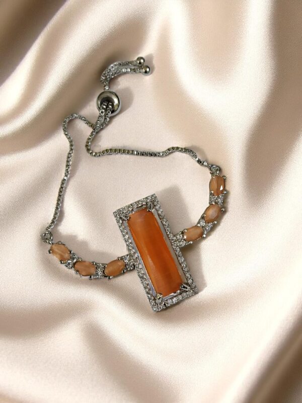 Elegant Orange AD Stone Adjustable Bracelet