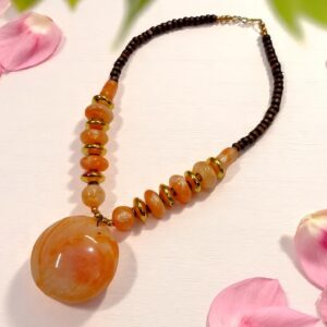 Elegant Sky, Orange, Purple 3 Pcs Set Necklace