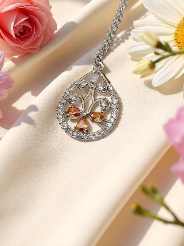 Elegant Orange Colored Ad Maang Tikka with Stone Detailing - Image 2