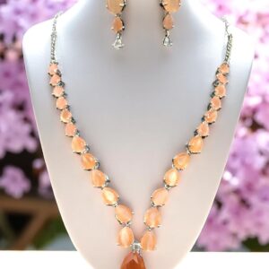 Elegant Orange Stone Necklace Set