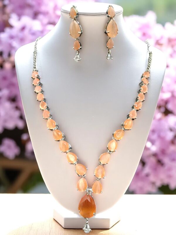 Elegant Orange Stone Necklace Set