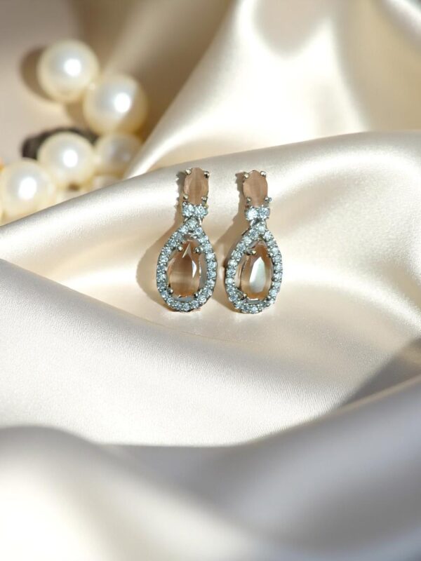 Peach Ad Stone Premium Quality Earring Pair - Image 2