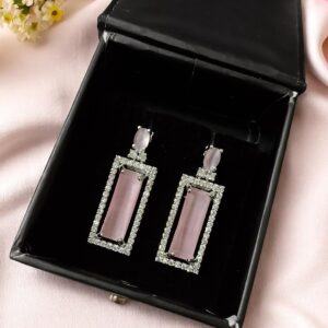 Pink Ad Stone Premium Quality Earring Pair