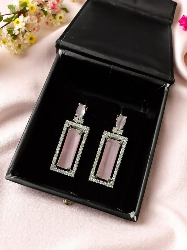Pink Ad Stone Premium Quality Earring Pair