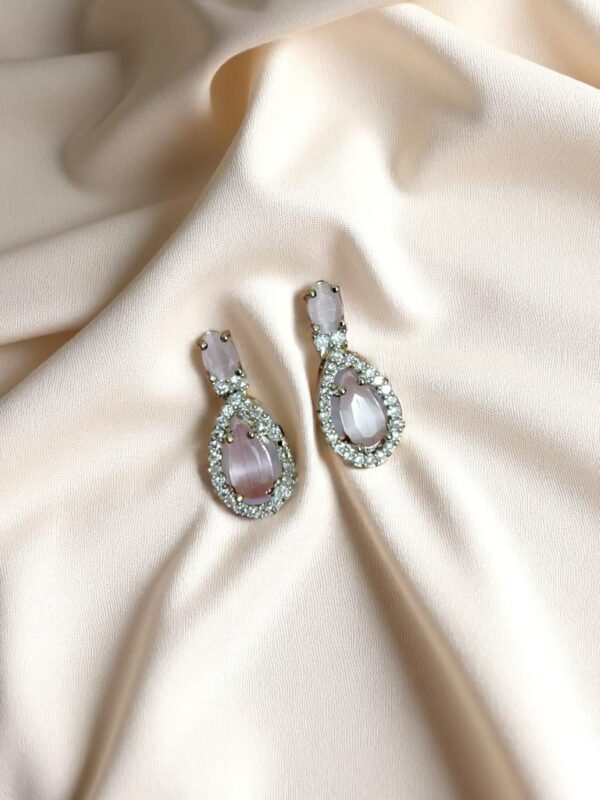 Pink Ad Stone Premium Quality Earring Pair - Image 3
