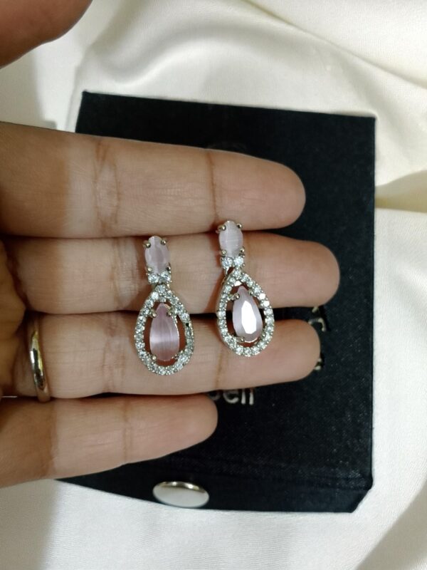 Pink Ad Stone Premium Quality Earring Pair - Image 4