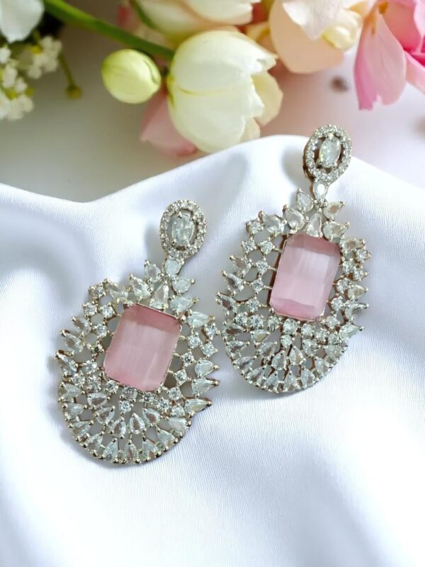 Pink Ad Stone Earring Pair - Image 3