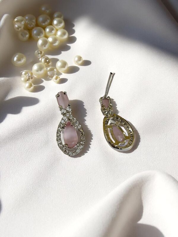 Pink Ad Stone Premium Quality Earring Pair - Image 2