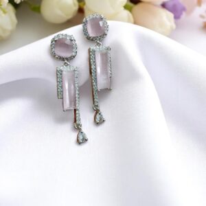 Pink Ad Stone Earring Pair