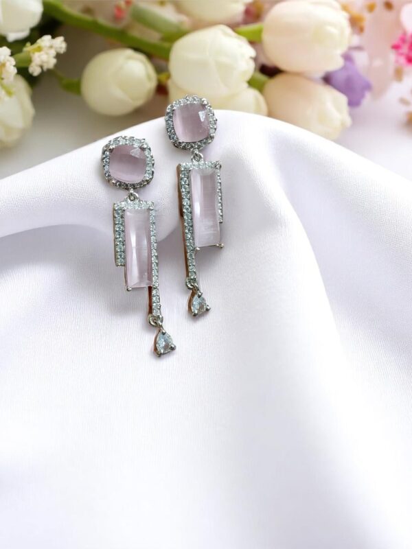 Pink Ad Stone Earring Pair