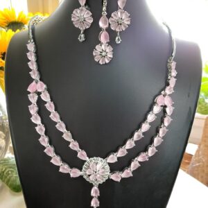 American Diamond Jewelry Set – Necklace, Earrings, Finger Ring & Maang Tikka