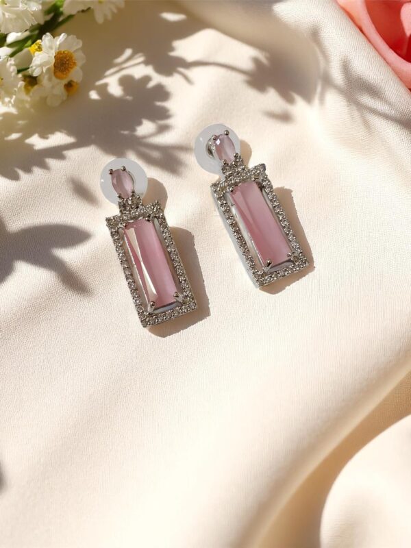 Pink Ad Stone Premium Quality Earring Pair - Image 2