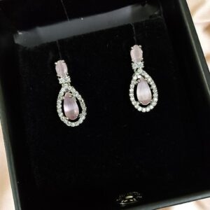 Pink Ad Stone Premium Quality Earring Pair