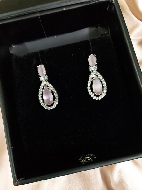 Pink Ad Stone Premium Quality Earring Pair