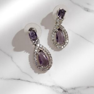 Purple Ad Stone Earring Pair