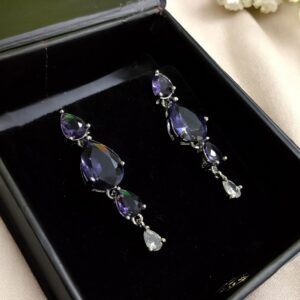 Purple Ad Stone Earring Pair