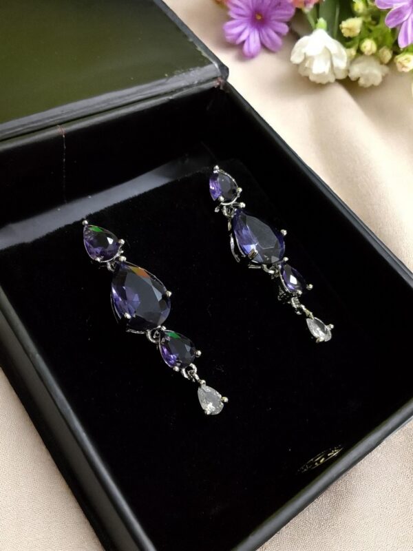 Purple Ad Stone Earring Pair