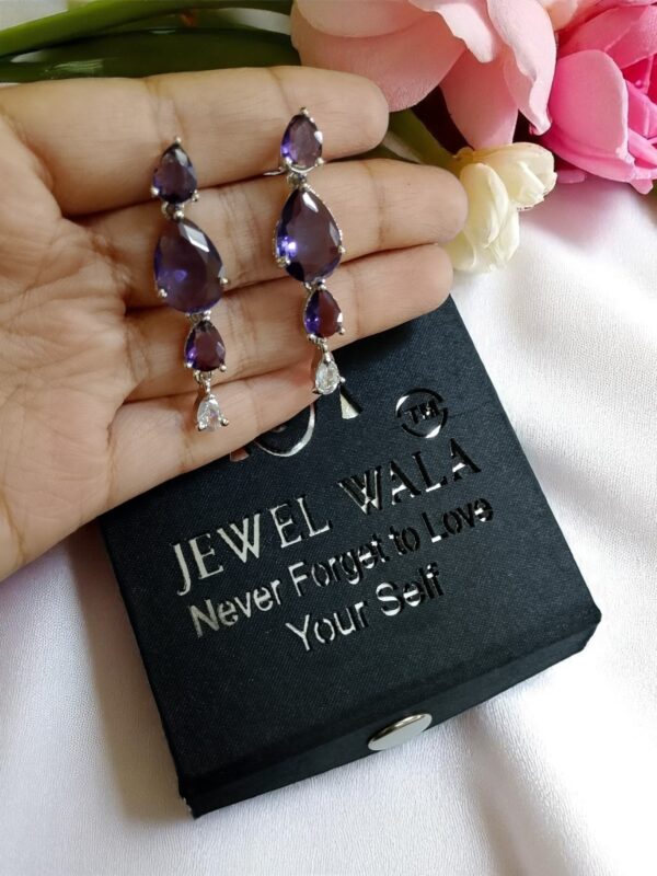 Purple Ad Stone Earring Pair - Image 2