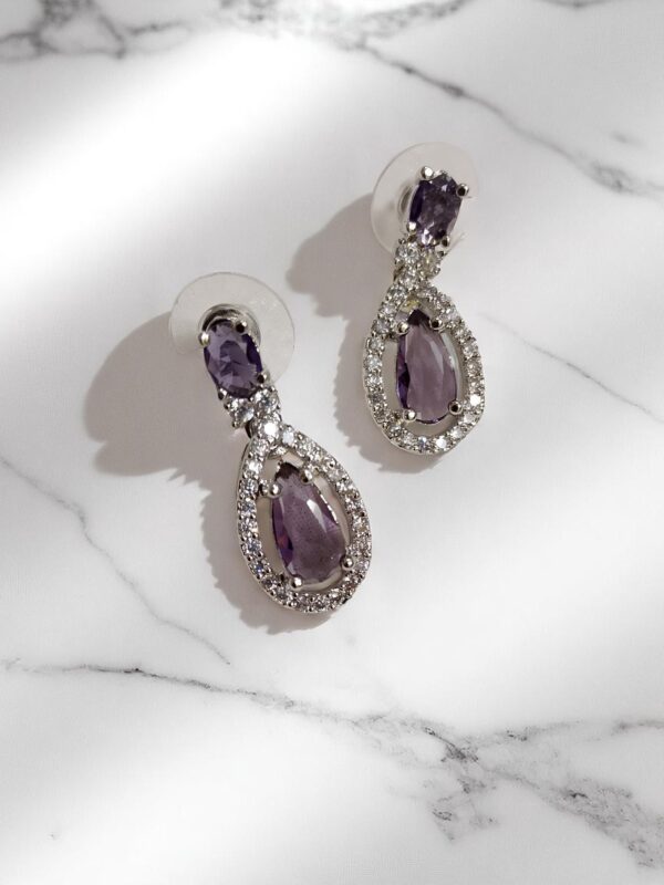 Purple Ad Stone Earring Pair