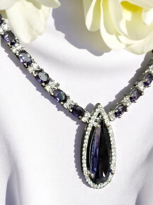 Elegant Purple AD Necklace & Earring Set – Timeless Design - Image 2