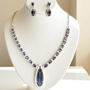 Elegant Purple AD Necklace & Earring Set – Timeless Design