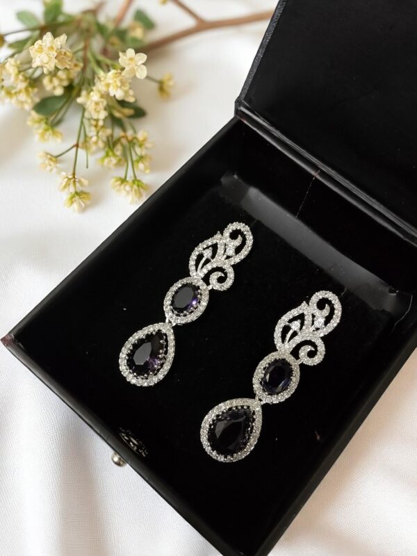 Purple Ad Stone Earring Pair
