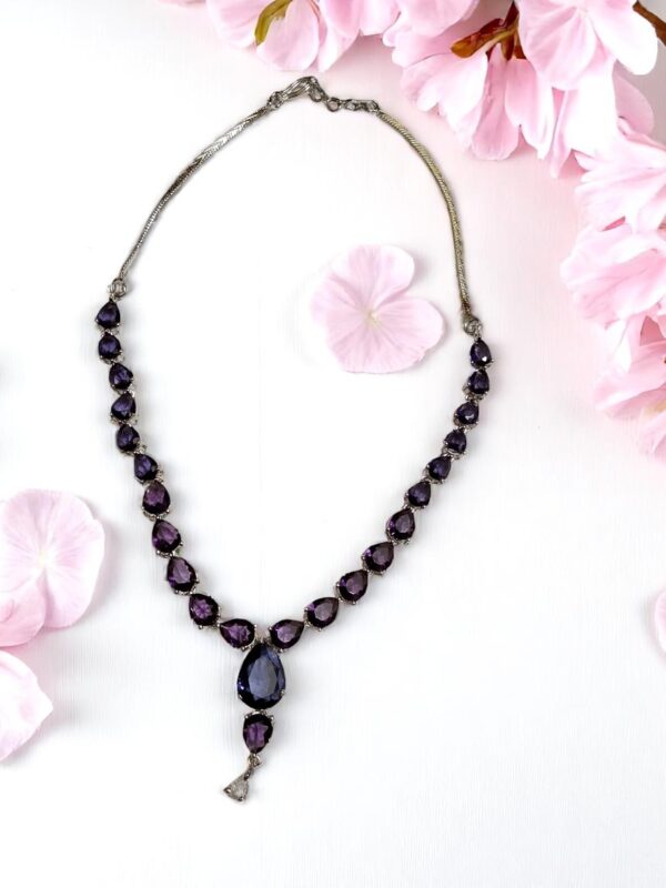 Elegant Purple Stone Necklace Set - Image 3