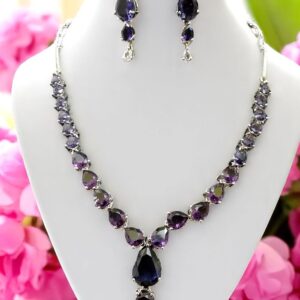 Elegant Purple Stone Necklace Set
