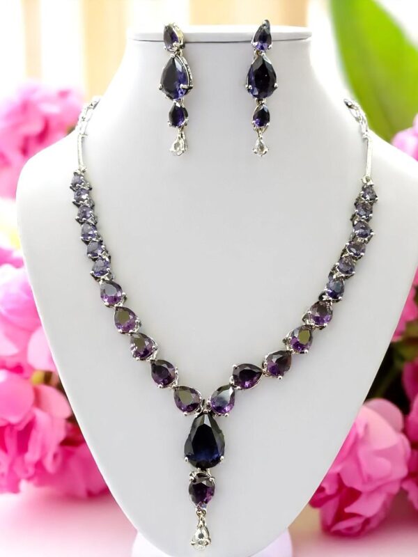 Elegant Purple Stone Necklace Set