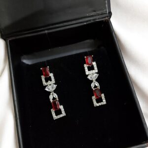 Red Ad Stone Earring Pair