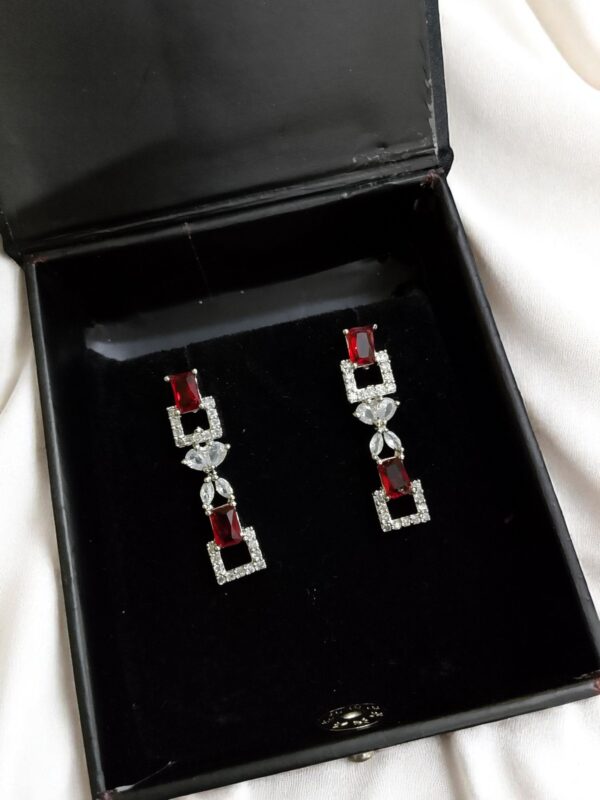 Red Ad Stone Earring Pair