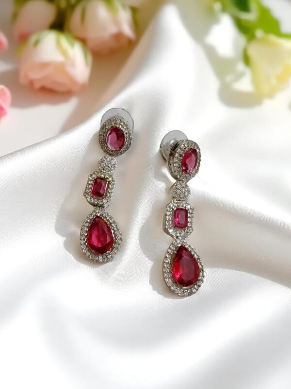 Red Ad Stone Earring Pair