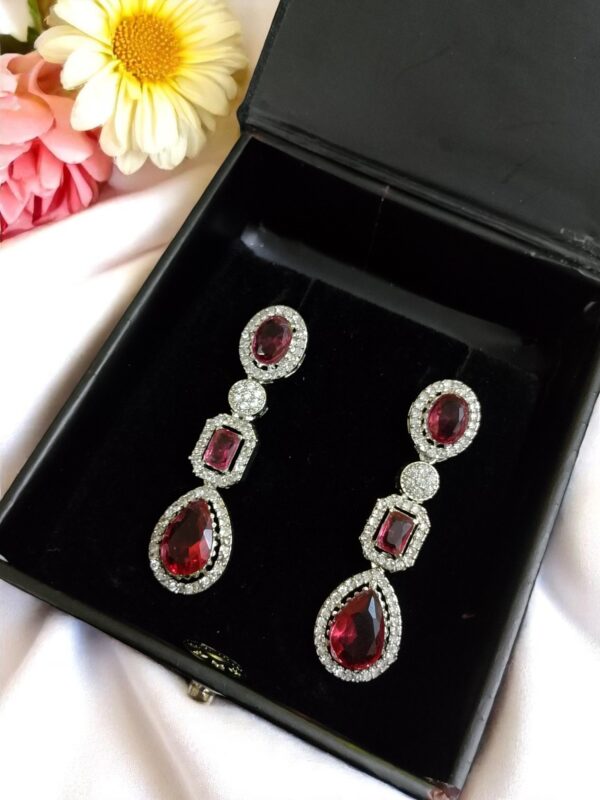 Red Ad Stone Earring Pair - Image 2