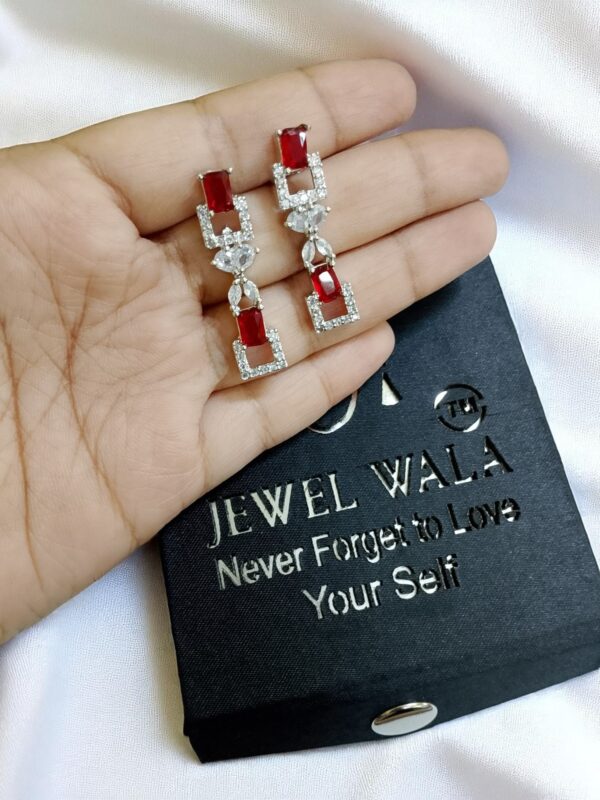 Red Ad Stone Earring Pair - Image 2