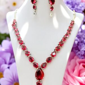 Elegant Red Stone Necklace Set