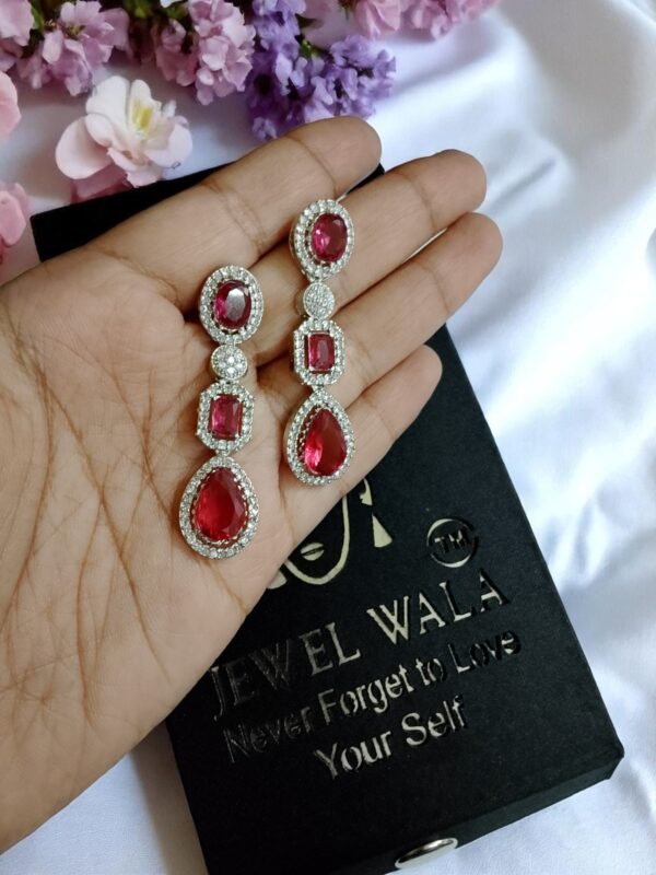 Red Ad Stone Earring Pair - Image 3
