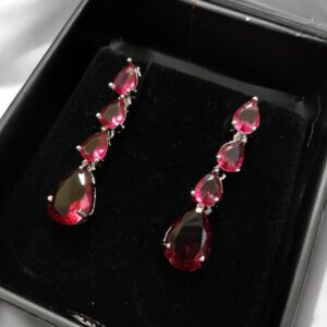 Red Ad Stone Earring Pair