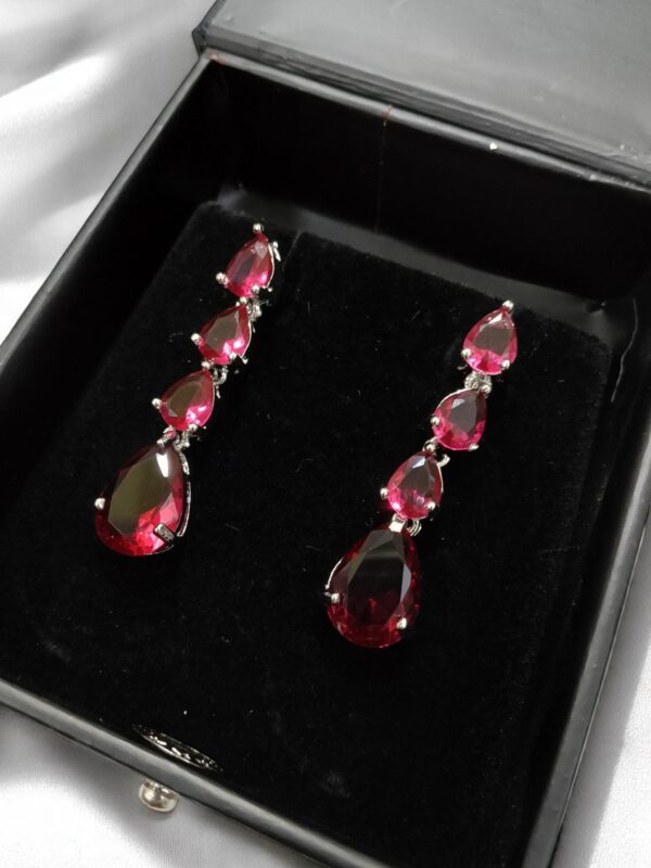 Red Ad Stone Earring Pair