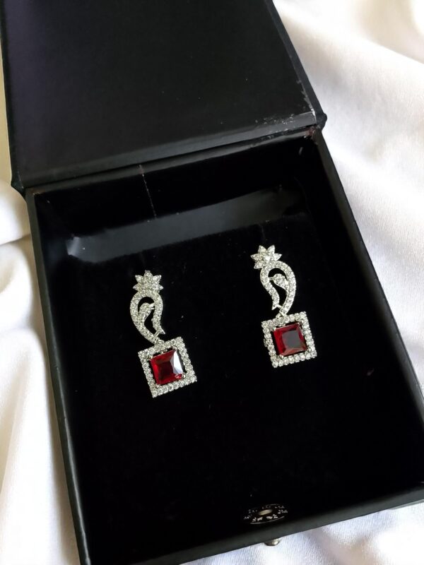 Red Ad Stone Small Earring Pair