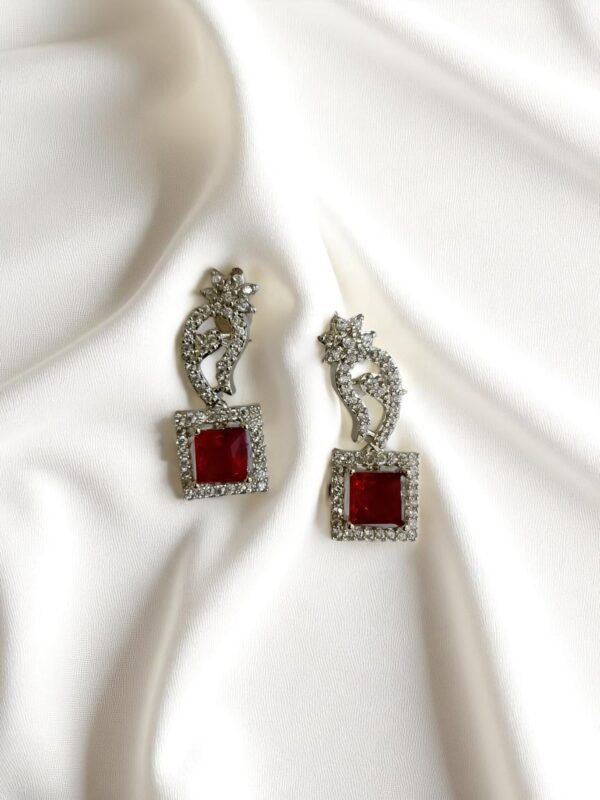 Red Ad Stone Small Earring Pair - Image 3