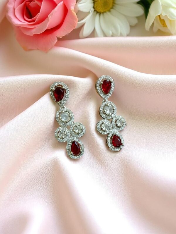 Red Ad Stone Earring Pair - Image 2